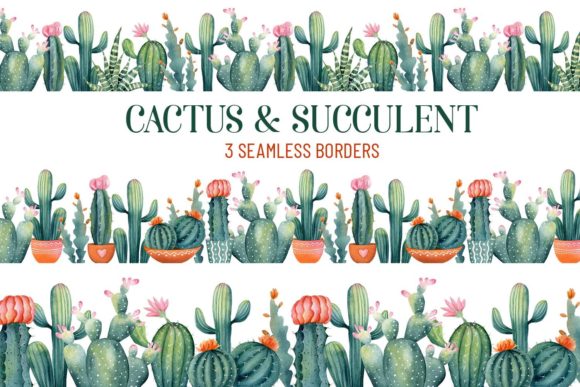 Download Watercolor Cactus Seamless Borders PNG - Png Collection