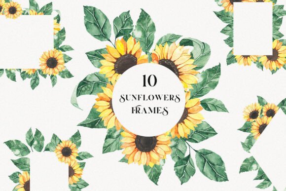 Download Watercolor Sunflowers Frame Borders PNG - Png Collection