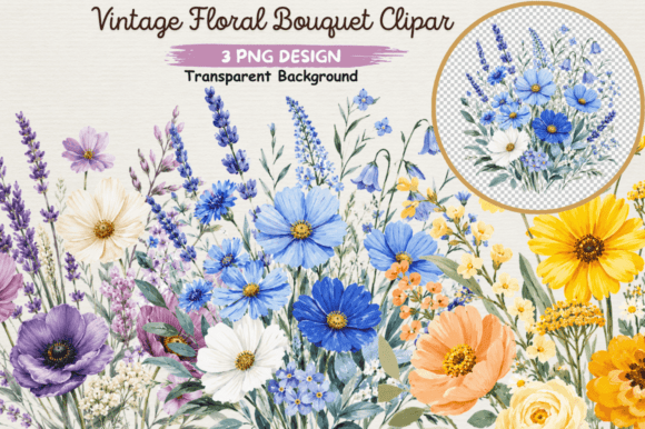 Download Vintage Floral Bouquet Clipart PNG,Flora - Png Collection