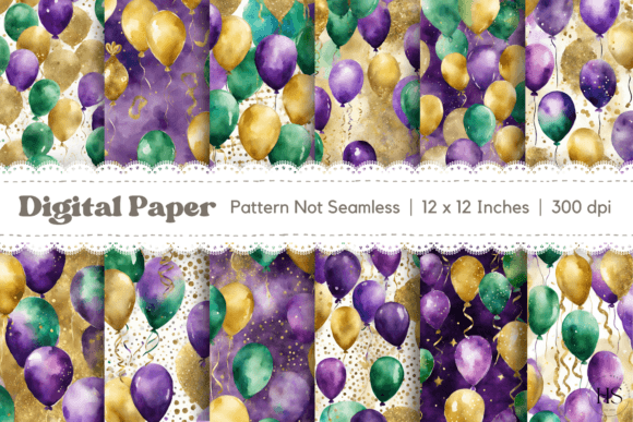 Download 12 Mardi Gras Glitter Balloons Pattern - Glitter balloons Collection