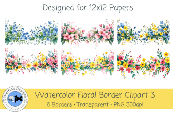 Download PNG Watercolor Floral Border Clipart 3 - Png Collection