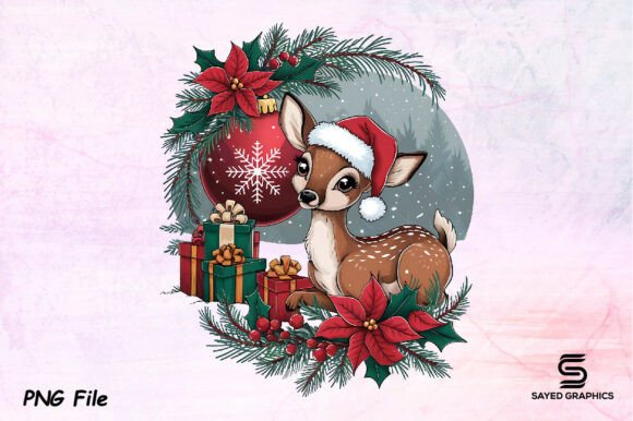 Download Christmas Flowers Deer Png Sublimation - Png Collection