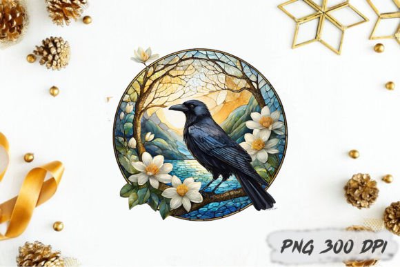 Download Crow Stained Glass PNG Sublimation - Png Collection