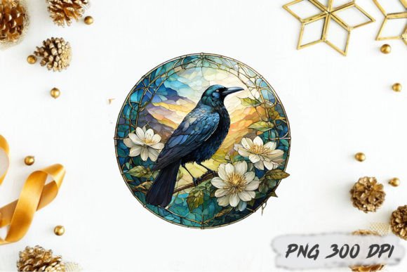 Download Crow Stained Glass PNG Sublimation - Png Collection