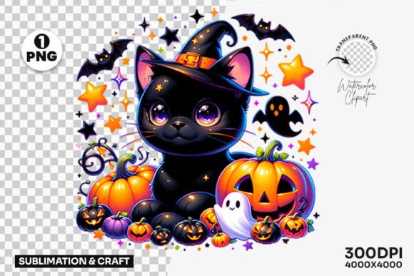 Download Halloween Black Cat Pumpkin Clipart PNG - Png Collection