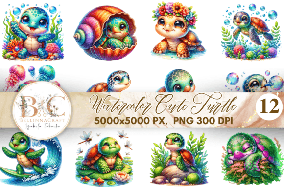 Download Watercolor Cute Turtle Clipart PNG - Png Collection