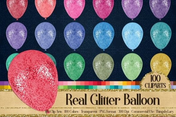 Download Real Glitter Balloons Party Cliparts - Glitter balloons Collection