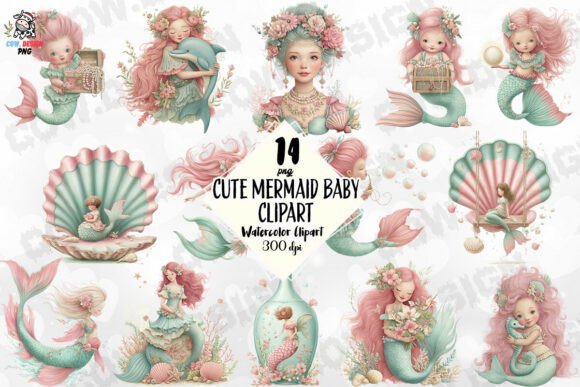 Download Cute Mermaid Baby Clipart PNG - Png Collection