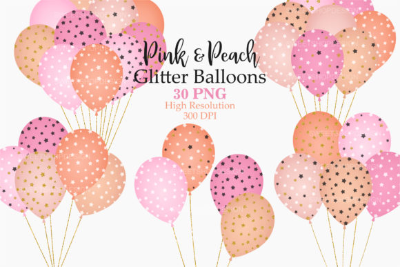 Download Pink &amp; Peach Glitter Balloons Clip Art - Glitter balloons Collection
