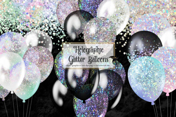 Download Holographic Glitter Balloons Clipart - Glitter balloons Collection