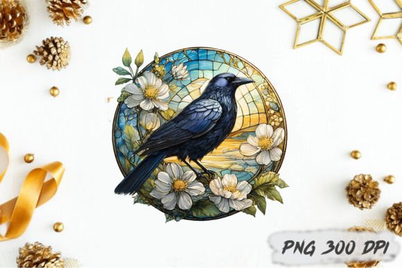 Download Crow Stained Glass Png Sublimation - Png Collection
