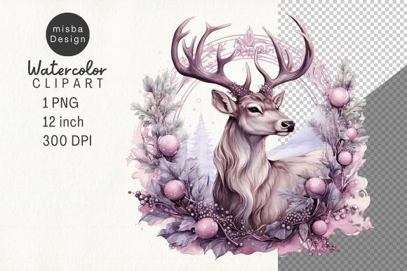 Download Vintage Christmas Deer Clipart PNG - Png Collection