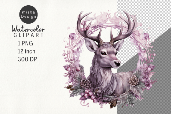 Download Vintage Christmas Deer Clipart PNG - Png Collection