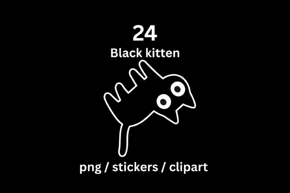 Download 24 Black Kitten – Cute Cat PNG Stickers - Png Collection