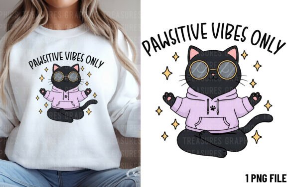 Download Funny Cat PNG Pawsitive Vibes Only - Png Collection