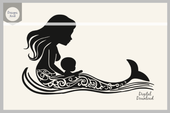 Download Mom and Baby Mermaid Silhouette SVG PNG - Png Collection