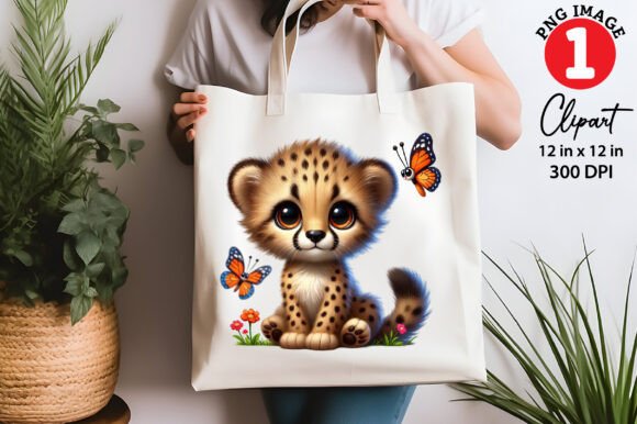 Download Cute Cheetah Playing with Butterfly PNG - Png Collection