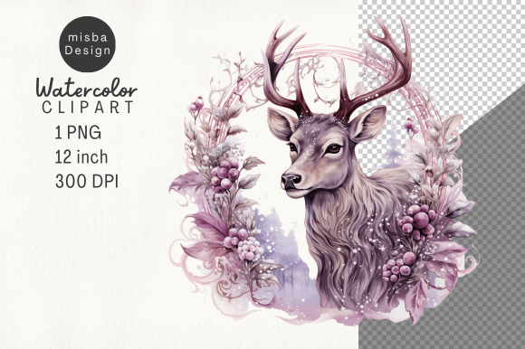 Download Vintage Christmas Deer Clipart PNG - Png Collection