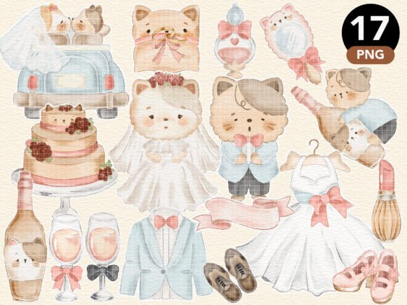 Download Cat Wedding Sticker Planner PNG Clipart - Png Collection