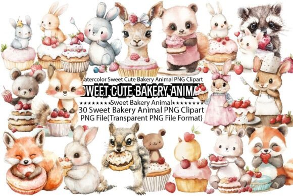 Download Watercolor Sweet Cute Bakery Animal PNG - Png Collection