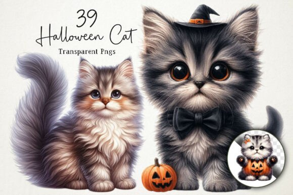 Download Cute Halloween Cat Clipart PNG - Png Collection