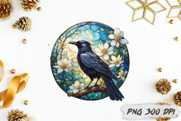 Download Crow Stained Glass PNG Sublimation - Png Collection