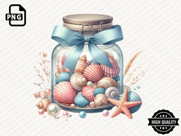 Download Summer Seashell Jar Clipart PNG - Png Collection