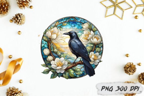 Download Crow Stained Glass PNG Sublimation - Png Collection