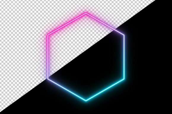 Download Neon Hexagon Glow Frame PNG Transparent - Png Collection
