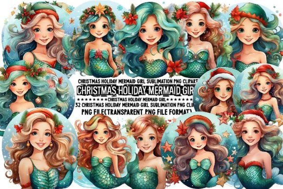 Download Christmas Holiday Mermaid Girl PNG - Png Collection