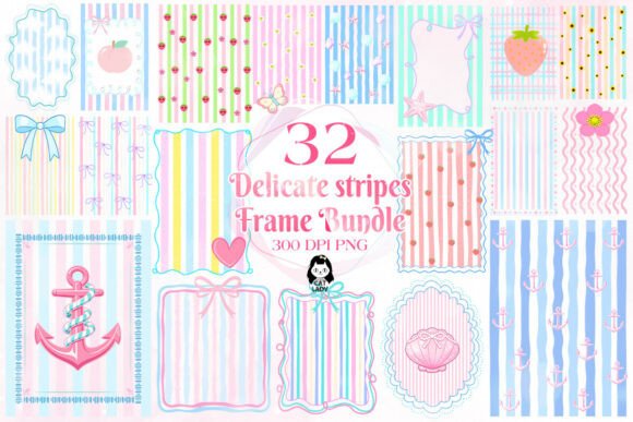 Download Pastel Stripes &amp; Frame Hand Drawn PNG - Png Collection