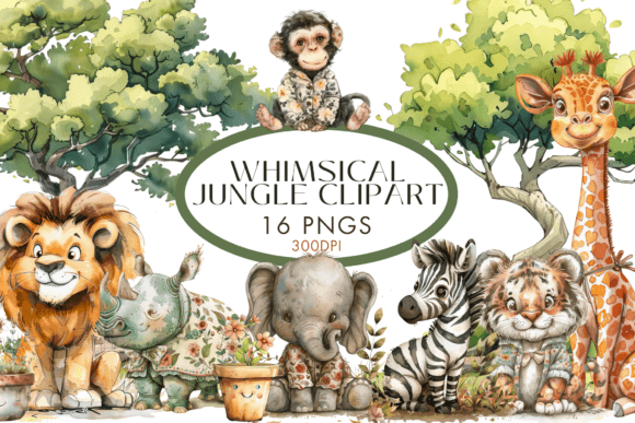 Download Whimsical Safari Watercolour Clipart PNG - Png Collection