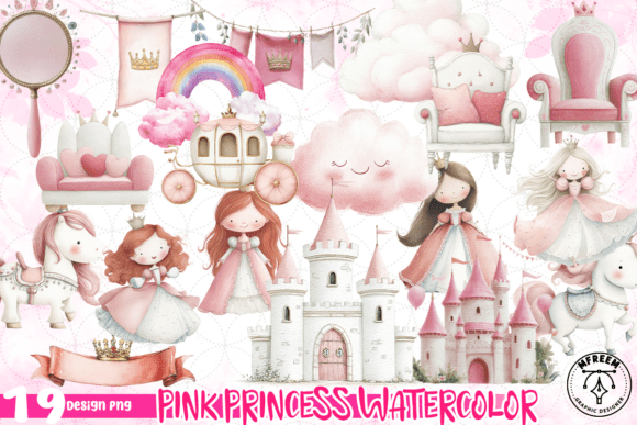 Download Pink Princess Watercolor Clipart PNG - Png Collection