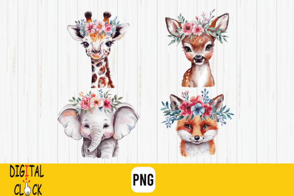Download Boho Spring Floral Safari Animals PNG - Png Collection