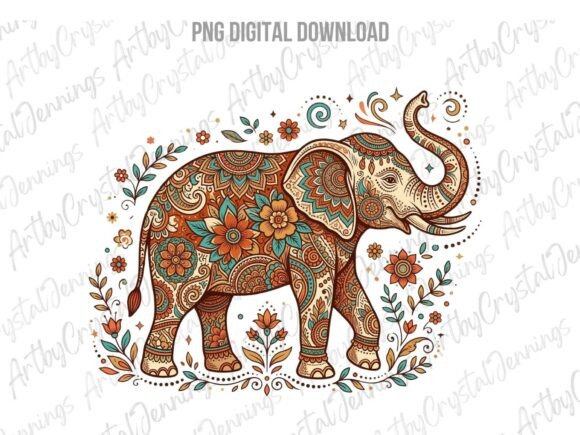 Download Boho Animal Elephant of Flowers PNG - Png Collection