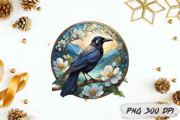 Download Crow Stained Glass PNG Sublimation - Png Collection