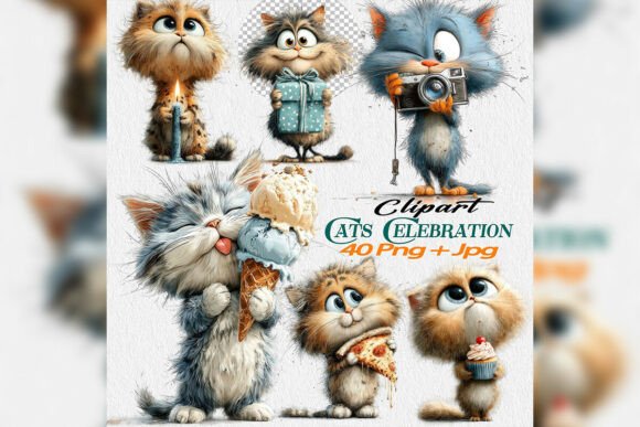 Download Birthday Cat Clipart PNG Party Bundle - Png Collection