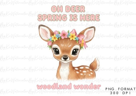 Download Spring Deer Flower Crown Hand-drawn PNG - Png Collection