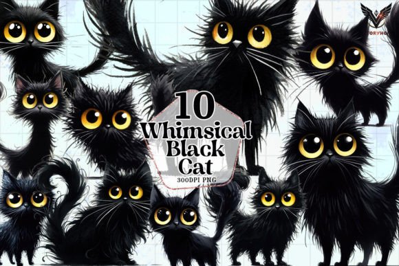 Download Whimsical Black Cat Clipart PNG - Png Collection