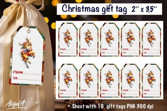 Download Christmas Gift Tag, Cute Deer PNG - Png Collection