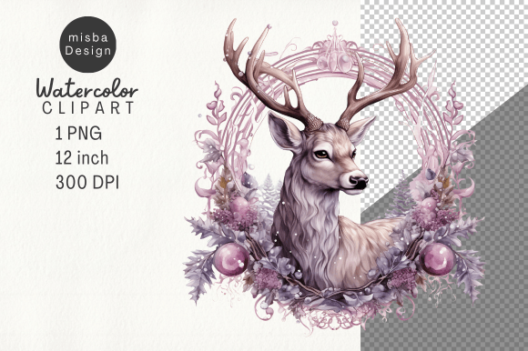 Download Vintage Christmas Deer Clipart PNG - Png Collection