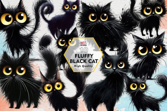 Download Fluffy Black Cat Clipart PNG Graphics - Png Collection