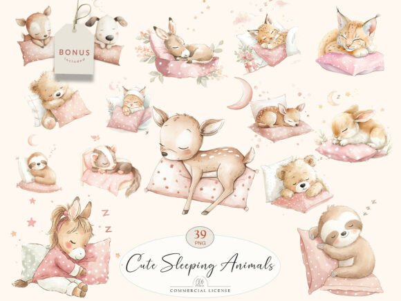 Download PNG Cute Sleeping Animals Set - Png Collection