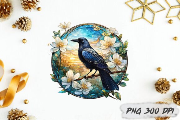 Download Crow Stained Glass PNG Sublimation - Png Collection