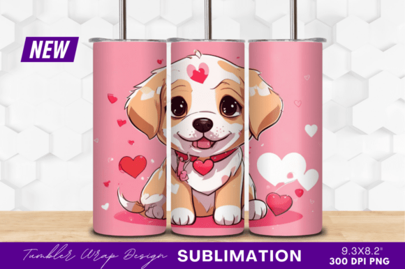 Download Cute Puppy with Hearts Tumbler Png - Png Collection