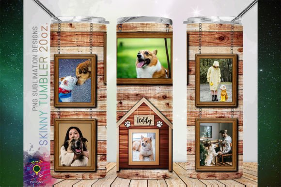 Download Dog Photos Frame Rustic Wood Tumbler Png - Png Collection