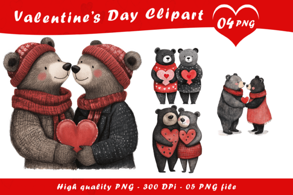 Download Valentine Cute Bear Couple Clipart PNG - Png Collection