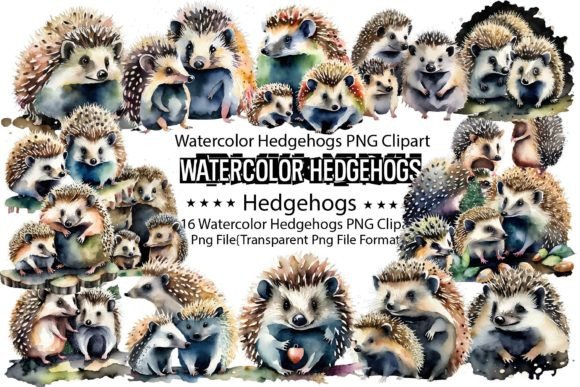 Download Watercolor Hedgehogs PNG Bundle - Png Collection