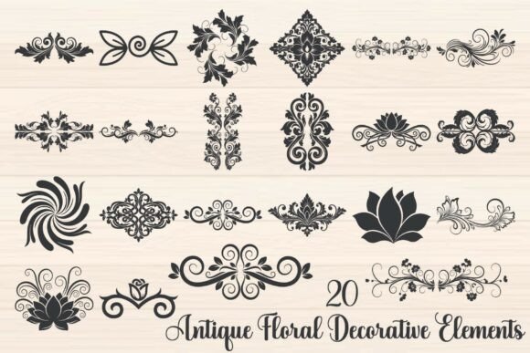 Download Antique Floral Decorative Elements - Premium Resources