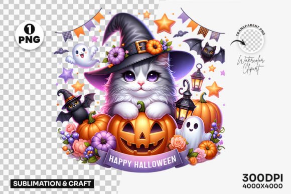 Download Halloween White Cat Happy Halloween PNG - Png Collection